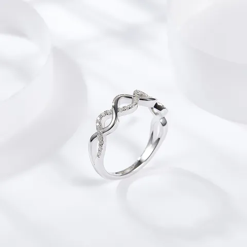 Moissanit Welle Kreuz Reihe Ring S925 Sterlingsilber Mikro Pavé Minimalistischer Ring Damen Echtschmuck