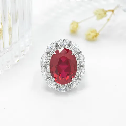 S925 Silber Oval Hergestellter Edelstein Ring Luxus Chic Stil Zirkonia Eingelegt Fingerring Für Damen Schmuck Geschenk