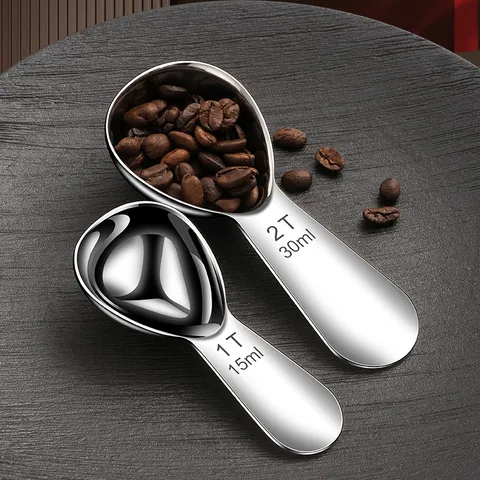 304 Stainless Steel Coffee Measuring Spoon Kitchen Baking Scale Scoop For Powder Milk And Oatmeal Daily Use