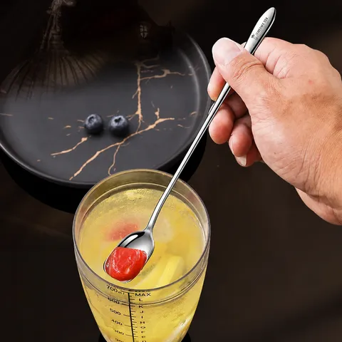 Roestvrij Staal Lange Bar Lepel Vierkante Kop Cocktail Roerlepel Koffie Melk Thee Menglepel Keuken Barware