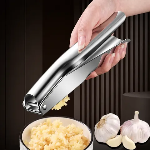 Stainless Steel Garlic Press Heavy Duty Manual Garlic Mincer Professional Garlic Crusher With Dense Holes Kitchen Tool