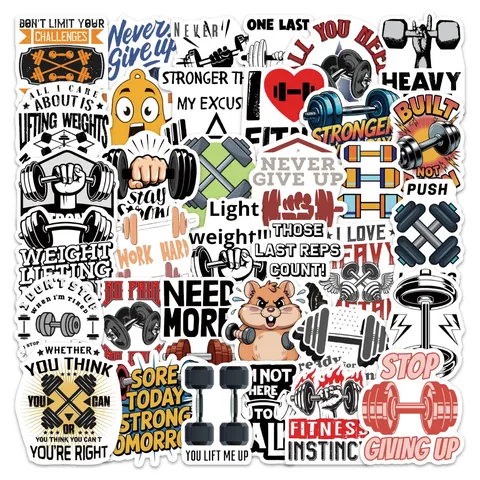 Hantel Fitness Cartoon Aufkleber Wasserdichte PVC Sticker Für Laptop Gepäck Skateboard Zimmer Dekor
