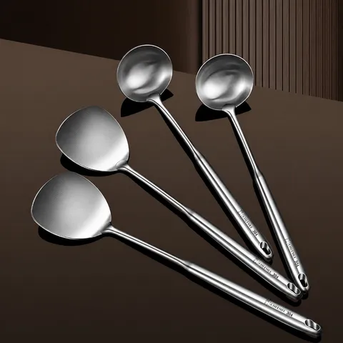 304 Stainless Steel Small Spatula Mini Cooking Shovel Soup Spoon Kitchenware Set Home Short Handle Cookware