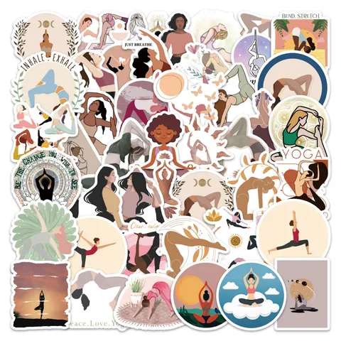 Yoga Fitness Thema Wasserdichte PVC Aufkleber Für Koffer Handyhülle Laptop DIY Dekorative Cartoon Vinyl Kunst