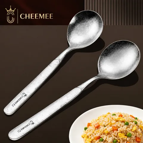 Cuillère en Titane Pur Vaisselle Légère Haut de Gamme Cuillère à Soupe Ronde Personnelle Pour Enfants et Adultes Repas Quotidiens