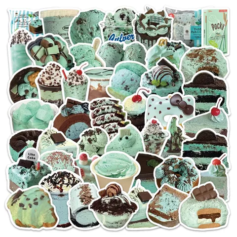Mintschokolade Ästhetische Aufkleber Wasserdichte PVC Cartoon Essen Graffiti Aufkleber Für Tagebuch Notizbuch DIY Album Koffer Geschenk