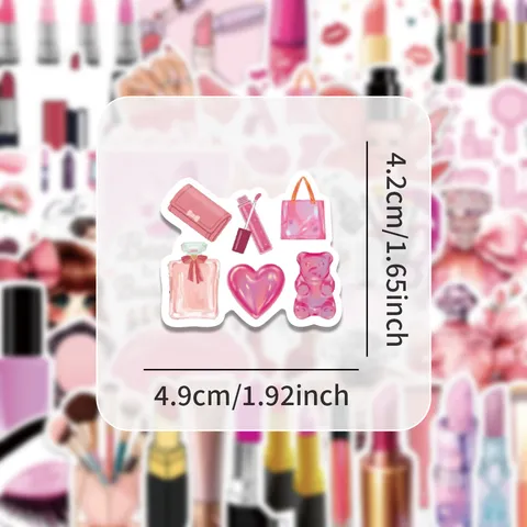 Rosa Kosmetik Cartoon Graffiti Wasserdichte PVC Aufkleber Für Koffer Laptop Kühlschrank Wasserflasche