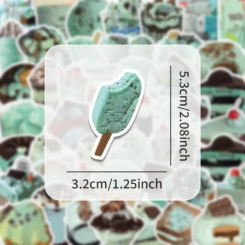 Mintschokolade Ästhetische Aufkleber Wasserdichte PVC Cartoon Essen Graffiti Aufkleber Für Tagebuch Notizbuch DIY Album Koffer Geschenk