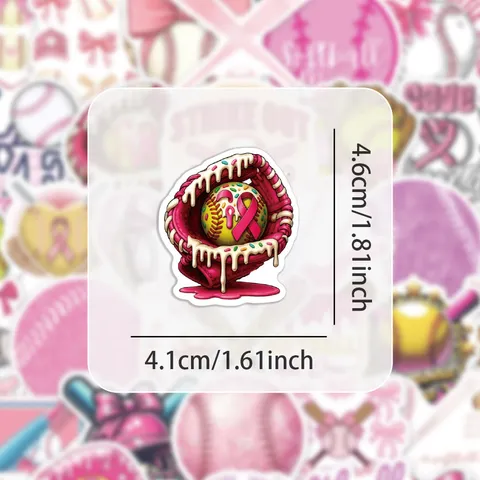 Rosa Softball Wasserdichte Vinyl Aufkleber Cartoon Sport Aufkleber Pack Für Laptop Wasserflasche Koffer