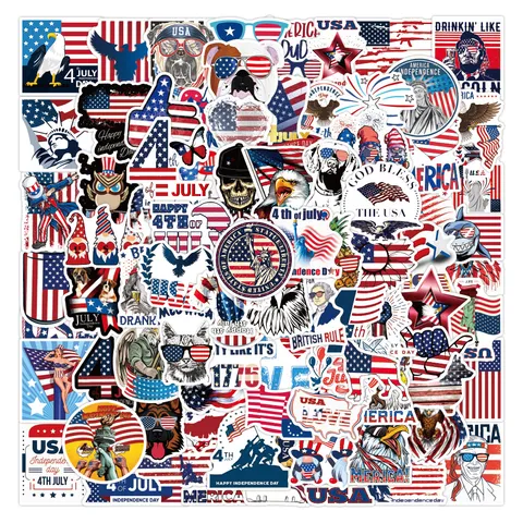 Unabhängigkeitstag Wasserdichte Graffiti Aufkleber Amerikanische Patriotische Abziehbilder Für Gepäck Auto Laptop Dekoration
