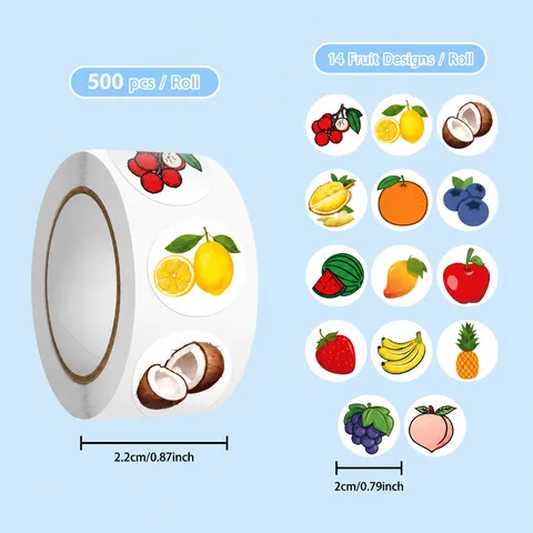 Cartoon Frucht Rolle Aufkleber Selbstklebende Dekorative Etiketten Süße Frucht Muster Scrapbooking Schreibwaren