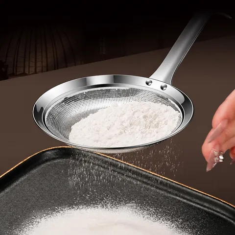 Schiumarola in Acciaio Inossidabile Colino per Olio a Maglia Fine Cucchiaio Schiumarola Manico Lungo Scolapasta