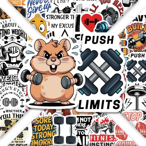 Hantel Fitness Cartoon Aufkleber Wasserdichte PVC Sticker Für Laptop Gepäck Skateboard Zimmer Dekor