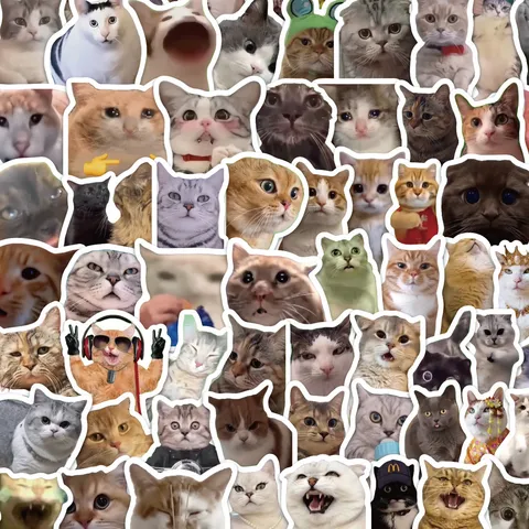 Cat Meme Cartoon Graffiti Stickers Cute Funny Animal Decals Waterproof Vinyl Sticker Pack For Laptop Luggage