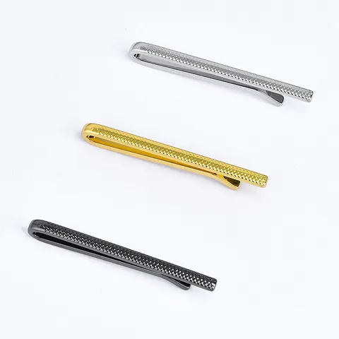 Men's Business Formal Copper Tie Clip Korean Style Narrow Metal Tie Bar Geometric Textured Wedding Suit Shirt Tie Accessory