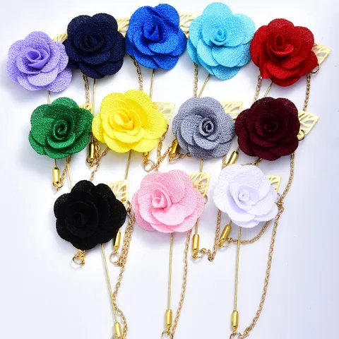 Kamelie Blume Kettenbrosche Elegante Stoff Rose Reversnadel Hochzeit Anzug Abzeichen Schmuck Geschenk Für Frauen Männer