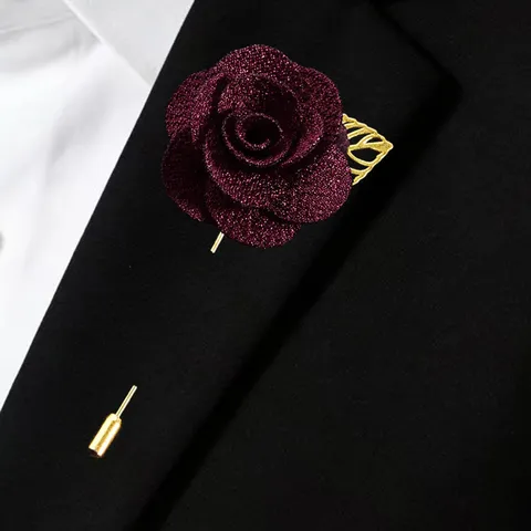Broche Fleur Camélia en Tissu Élégante Rose Épinglette Costume de Mariage Corsage Bijou de Mode Cadeau pour Femmes
