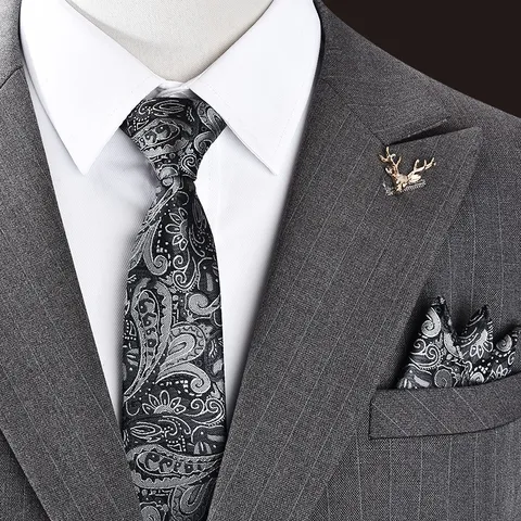 Herren Vintage Paisley Jacquard Krawatte Business Formelle Krawatte Einstecktuch Set