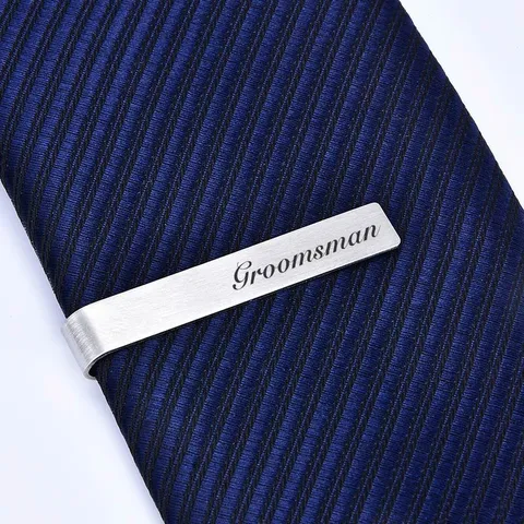 Edelstahl Krawattenklammer Lasergraviert Hochzeit Bräutigam Trauzeuge Krawattennadel Business Herren Anzug Zubehör