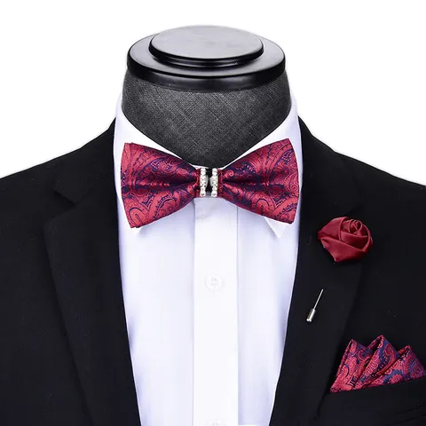 Uomini Matrimonio Farfalla fazzoletto da Taschino Spilla Set Confezione Regalo Business Sposo Abito Formale Farfalla Accessori Strass