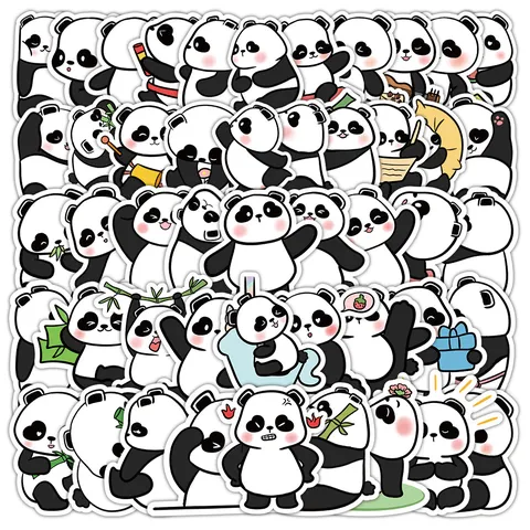 Süßer Großer Panda Cartoon Graffiti Aufkleber Wasserdichte PVC Abziehbilder Für Wasserflasche Gitarre Laptop Koffer Auto