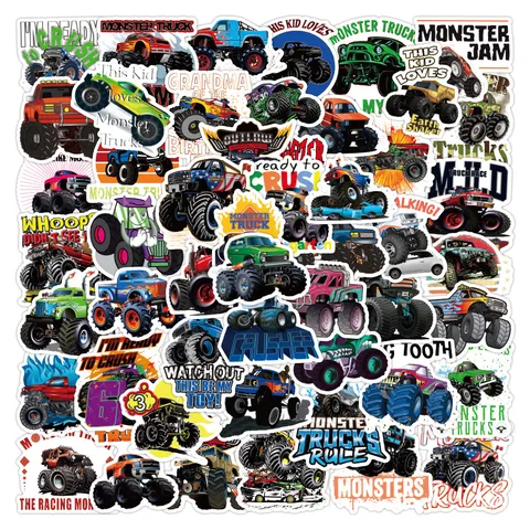 Monster Truck Wasserdichte Graffiti Aufkleber PVC Abziehbilder Für Wasserflasche Laptop Koffer Handyhülle Cartoon Dekorativ