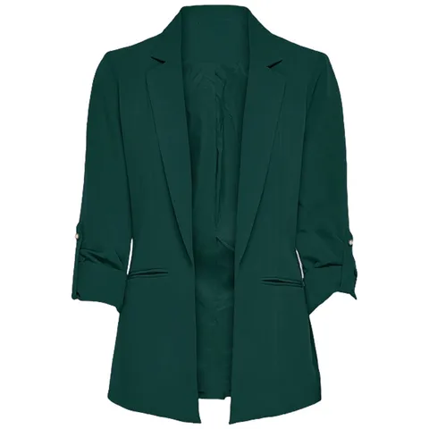 Women's Casual Blazer Long Sleeve Open Front Lapel Pocket Long Cardigan Suit Jacket Polyester Commuting Office Outerwear