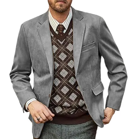 Blazer Casual para Hombre Corte Ajustado Monoton-Abotonadura Chaqueta de Traje Negocios Commute Poliéster Prenda Elegante