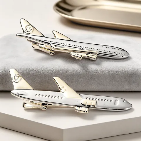 Herren Flugzeug Kriegsschiff Krawattenklammer Gold Silber Plattiert Metall Krawattennadel Geschäft Hochzeit Anzug Zubehör