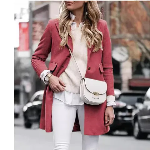 Γυναικείο Fthinoporo Cheimonas Monokhromo Mesos Makris Trench Coat Lapel Monopas Makry Maniki Palto Commuter Style