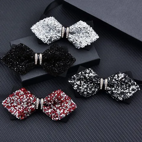 Farfallino in Cristallo e Strass da Uomo Farfallino Stellato Brillante Lega Matrimonio Festa Sposo Testimoni Accessorio Moda