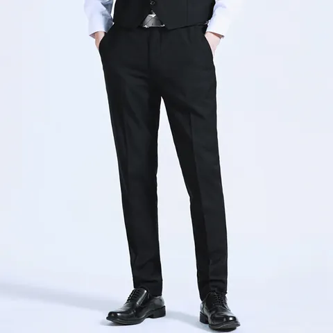 Herren Business Formal Gerade Anzughosen Bügelfrei Lässige Lange Hosen Regular Fit Elastische Taille