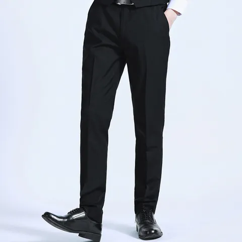 Herren Business Formal Gerade Anzughosen Bügelfrei Lässige Lange Hosen Regular Fit Elastische Taille