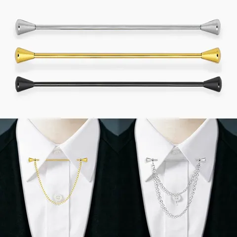 Men Metal Collar Pin Shirt Tie Bar Tassel Chain Vintage Business Suit Collar Corner Clip Fashion Clothing Accessories