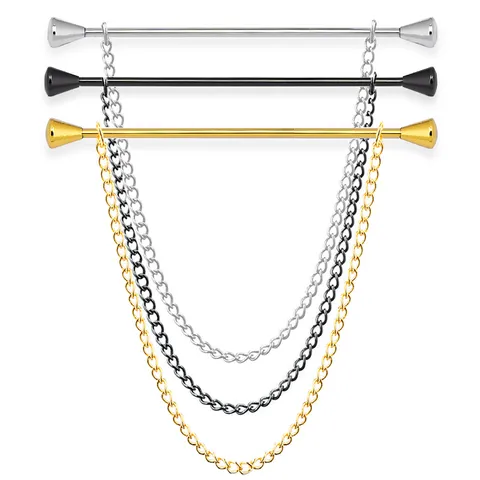 Men Metal Collar Pin Shirt Tie Bar Tassel Chain Vintage Business Suit Collar Corner Clip Fashion Clothing Accessories