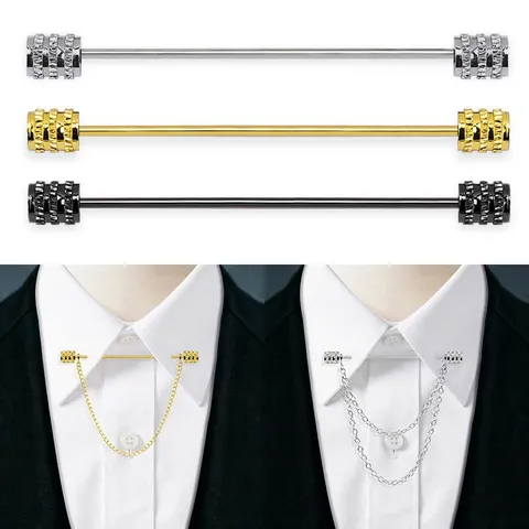 Heren Koperen Kraag Speld Das Balk Franse Hemd Hoek Clip Kwast Ketting Zakelijke Mode Sieraden