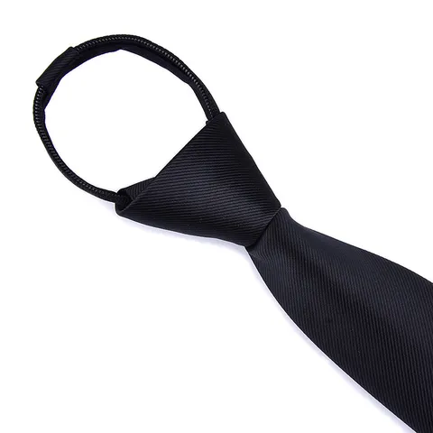 Men's Zipper Necktie Korean Style Narrow Tie High Density Polyester Fabric Business Wedding Lazy Easy Pull Tie