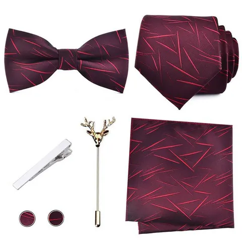 Ensemble de Cravate Formelle d'Affaires pour Hommes Style Britannique Cravate Pochette Boutons de Manchette Broche Pince à Cravate Coffret Cadeau Mariage