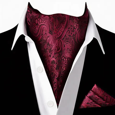 Set Foulard e Fazzoletto da Taschino Paisley Retro da Uomo in Poliestere Affari Formale Abito Ascot Cravatta Matrimonio Festa Moda