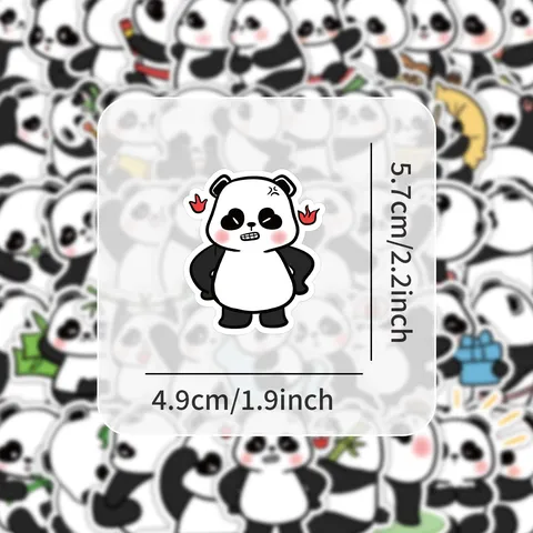 Süßer Großer Panda Cartoon Graffiti Aufkleber Wasserdichte PVC Abziehbilder Für Wasserflasche Gitarre Laptop Koffer Auto
