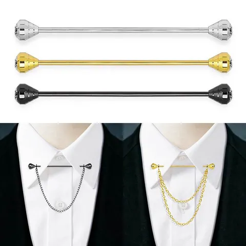 Herren Messing Kragenstift Hemd Kragen Clip Quaste Krawattenleiste Strass Brosche Für Business Anzug Hemd Zubehör