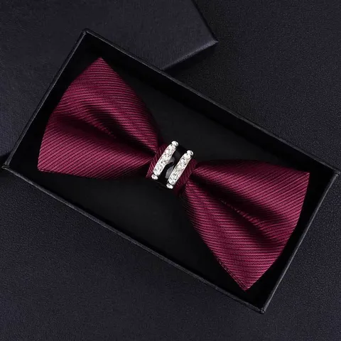 Farfallino da Uomo Formale Affari Stile Britannico Seta di Poliestere Strass Decorato Matrimonio