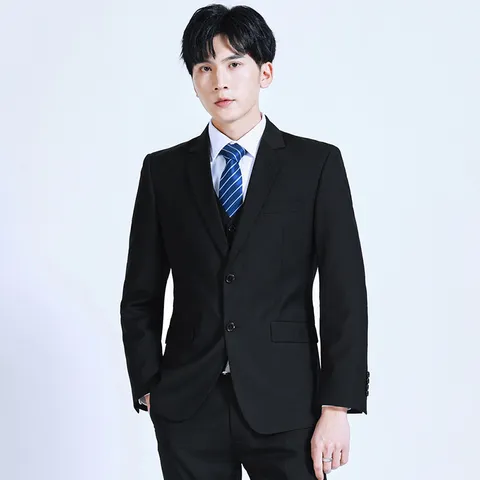 Men Business Suit Set Slim Fit Two Piece Suit Formal Professional Blazer And Pants Solid Color Wedding Groom Outfit