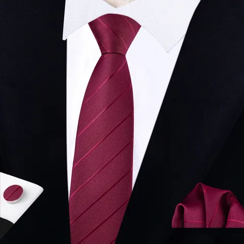 Ensemble Cravate Fermoir Affaires Hommes Largeur Standard Cravate Pré-Nouée Pochette Boutons de Manchette Avec Boîte