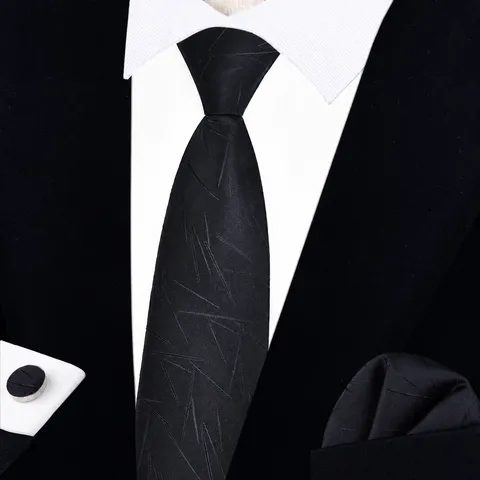 Herren Business Krawatte Set Standardbreite Vorgebundene Krawatte Einstecktuch Manschettenknöpfe Mit Geschenkbox