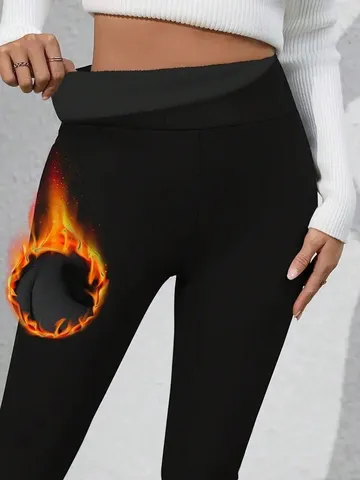 Leggings Termici Invernali Spessi Taglie Forti da Donna Vita Alta Foderati in Pile Slim Stretch