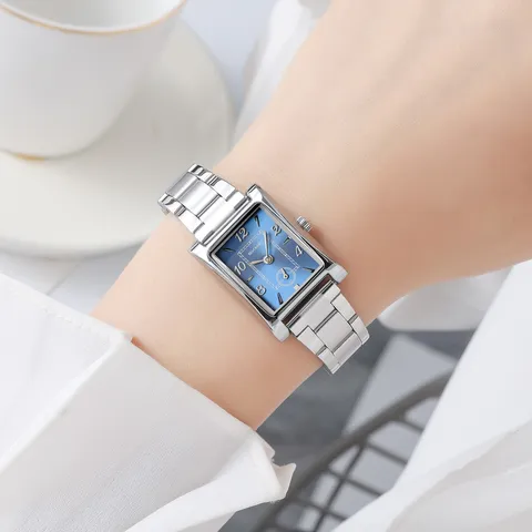 SKMEI Orologio da Donna Quarzo Quadrato Retrò Cinturino Acciaio Inossidabile Impermeabile Piccoli Secondi Orologio Elegante