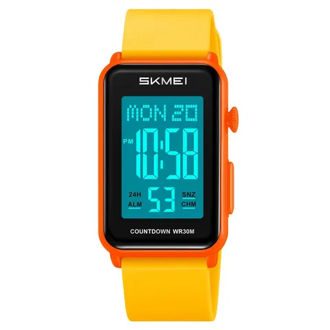 SKMEI Orologio Digitale Quadrato per Studenti Orologio Elettronico Sportivo Impermeabile Con Sveglia Conto alla Rovescia Retroilluminazione EL Cinturino in TPU
