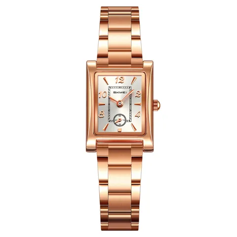 SKMEI Orologio da Donna Quarzo Quadrato Retrò Cinturino Acciaio Inossidabile Impermeabile Piccoli Secondi Orologio Elegante