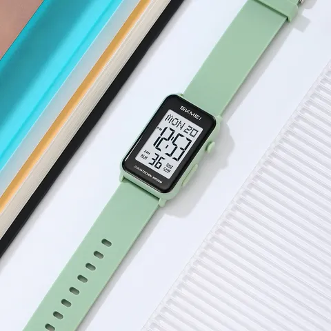 SKMEI Orologio Digitale Quadrato per Studenti Orologio Elettronico Sportivo Impermeabile Con Sveglia Conto alla Rovescia Retroilluminazione EL Cinturino in TPU